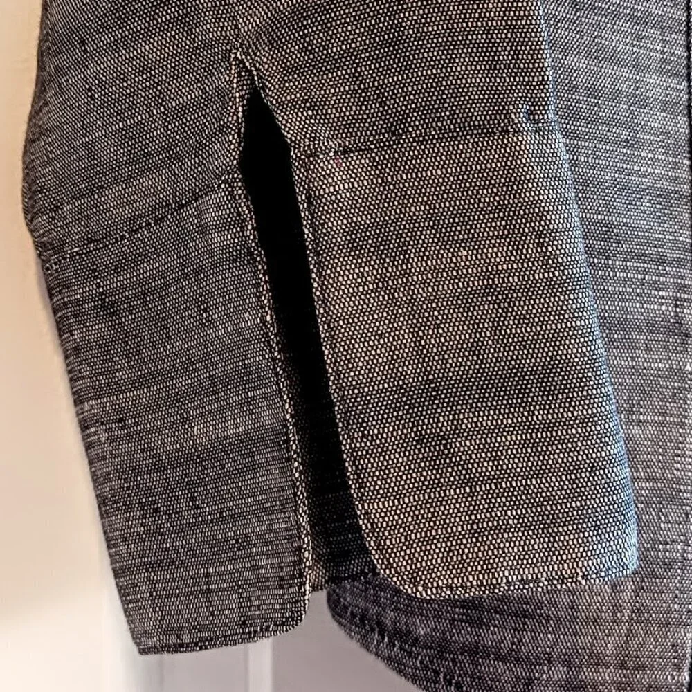 Linda Allard Ellen Tracy Petite Grey Silk Linen Jacket